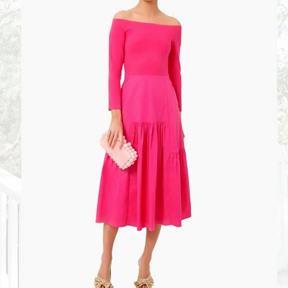 Vacation Look Tuckernuck Long Sleeve Midi Dress, Pink, Medium - Picture 2 of 10